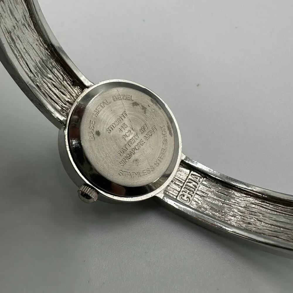 3/$30 Studio Time Watch Women Silver Tone Mint Green Bangle Band New Battery 7